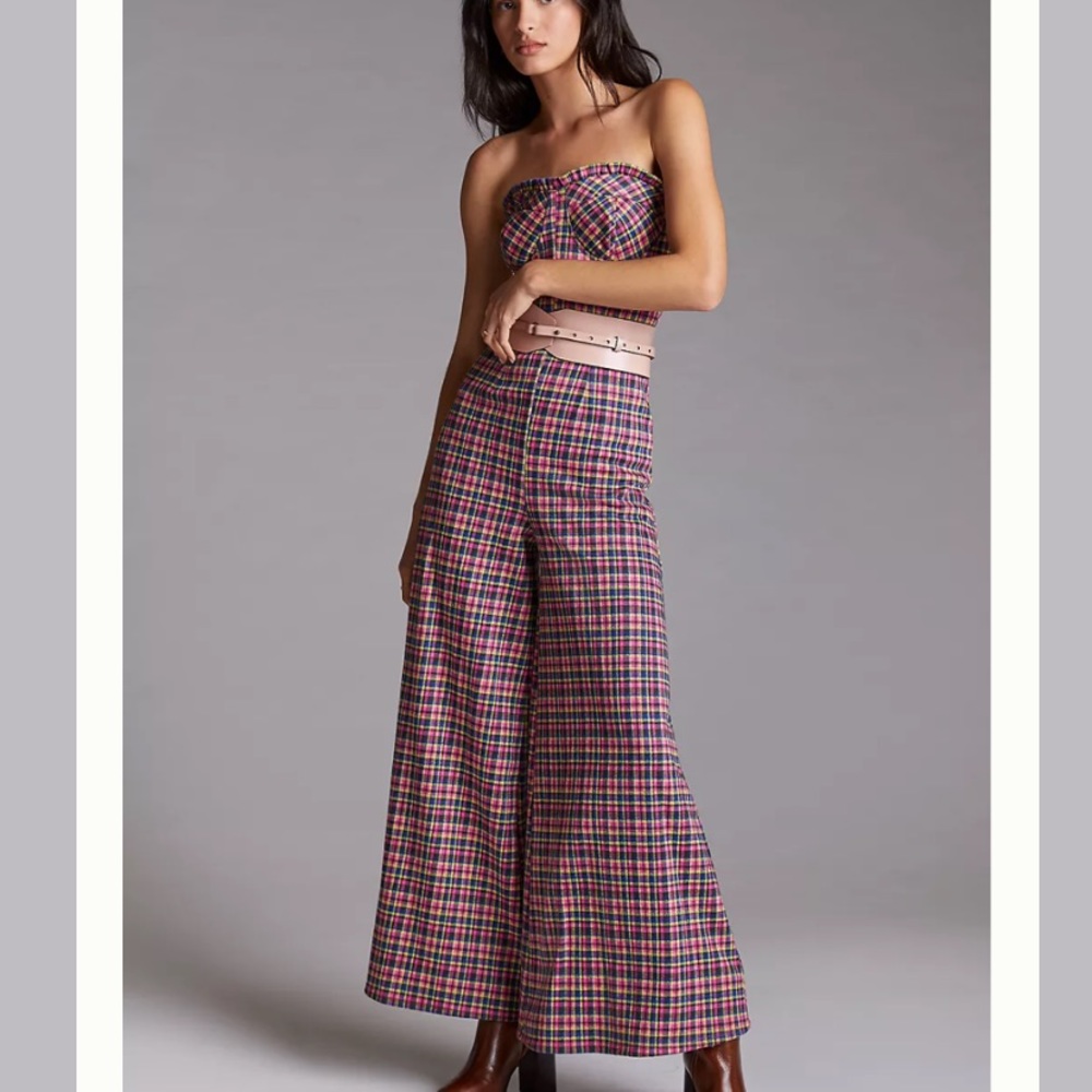 NWT ANTHROPOLOGIE Eva Franco Plaid Jumpsuit 10